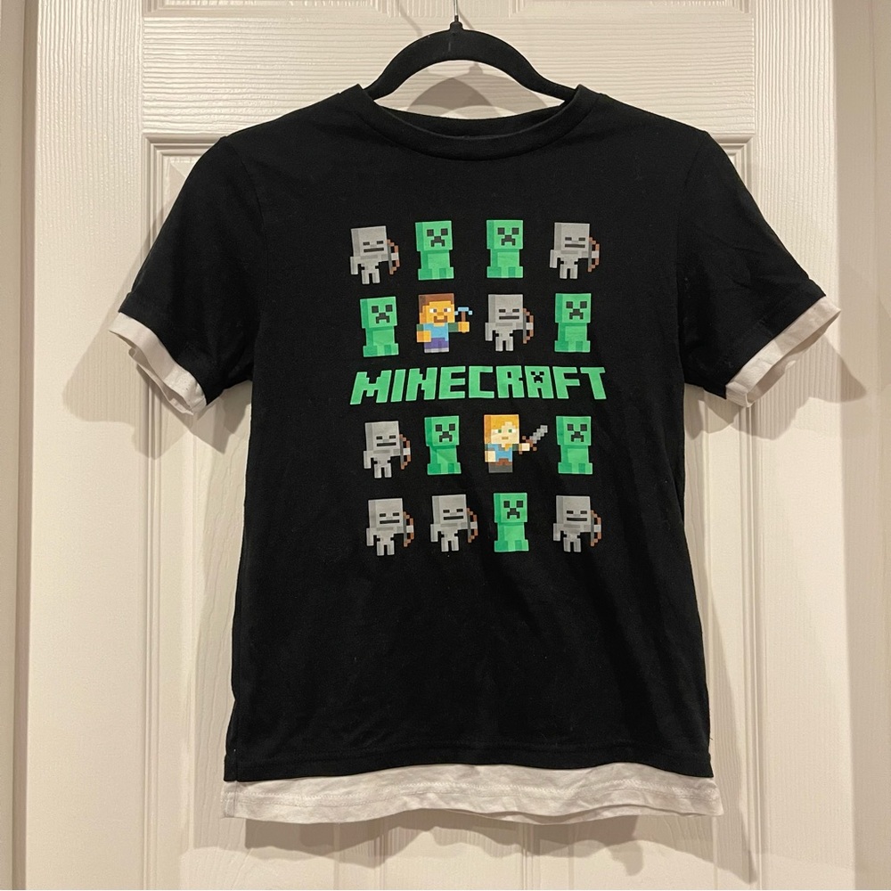 Black Short Sleeve Crew Neck T-Shirt Minecraft Mojang Jinx